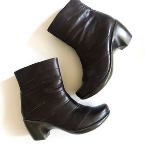 Naot Brown Leather Heeled Zip Boots Booties